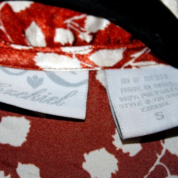 Ezekiel Floral Print Dress - Women's Size S - Brown & Cream Satin - Pull On - Picture 5 of 10